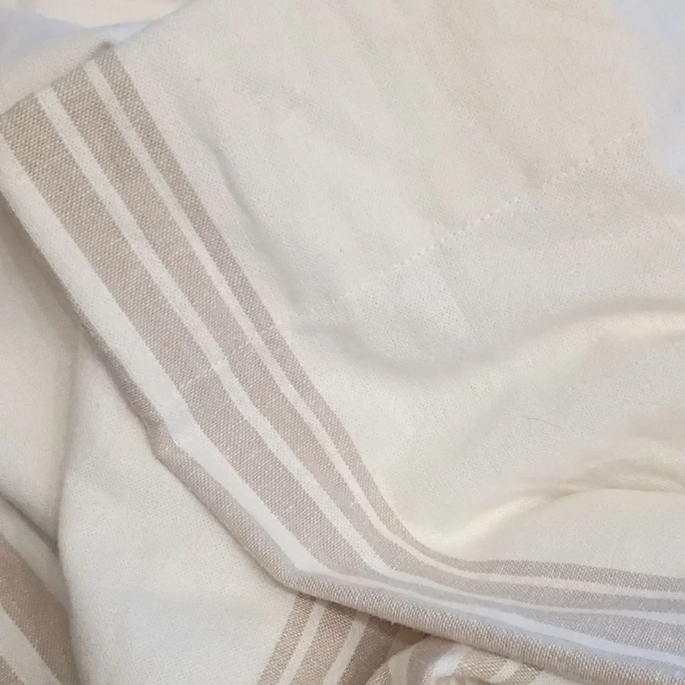 Pottery Barn Riviera Stripe 1 Panel Drape Linen Lined Sandalwood 50x108